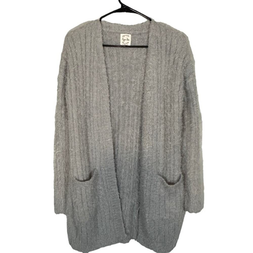 Hippie Rose Sky Blue Long Sleeve Wispy Knit Sweater Cardigan Women Sz S